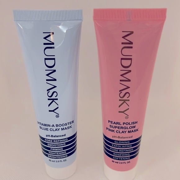 Mudmasky Vitamin-A Booster and Pearl Polish SuperGlow Clay Mask Bundle - NEW - Picture 1 of 2